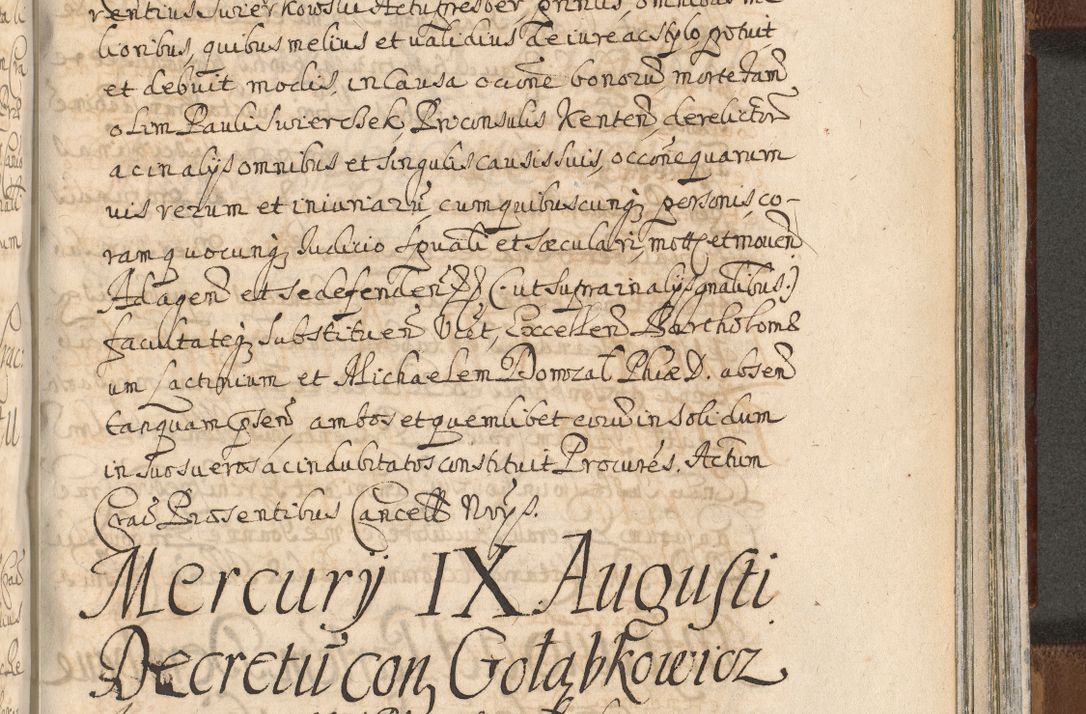 Zdjęcie nr 1375 dla obiektu archiwalnego: Acta actorum, decretorum, sententiarum, erectionum, confirmationum, institutionum, resignationum, constitutionum, provisionum, quietationum, submissionum, protestationum, substitutionum R. D. Petri Gembicki, episcopi Cracoviensis, ducis Severiae in a. D. 1650 et 1651 acticatorum. Volumen V