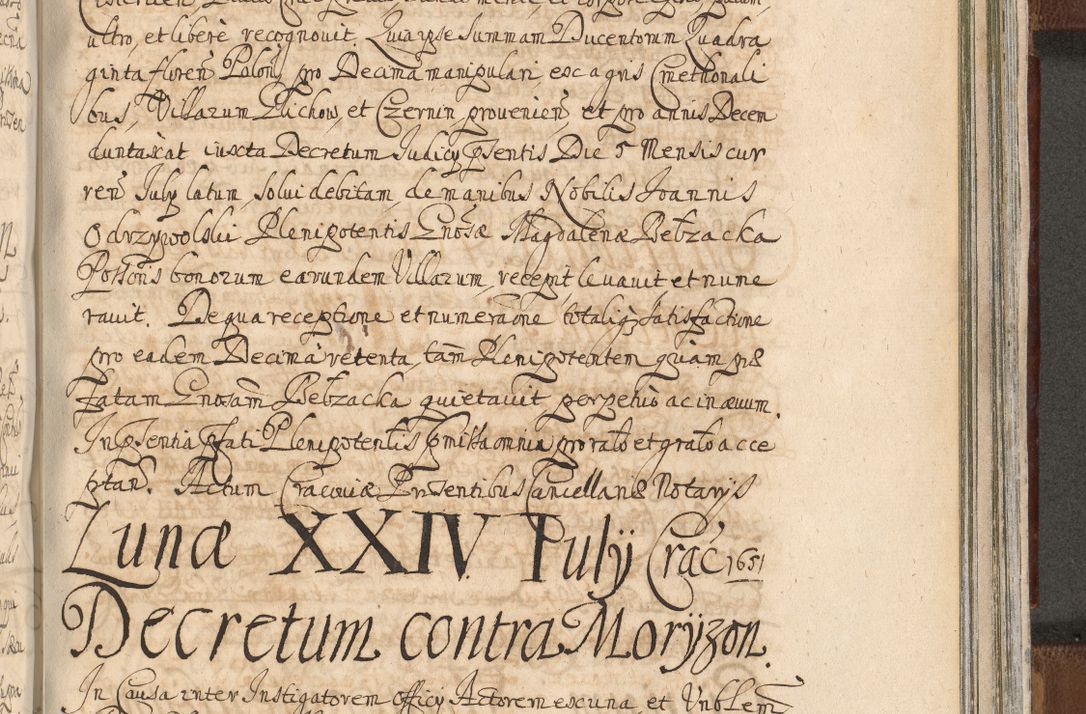 Zdjęcie nr 1355 dla obiektu archiwalnego: Acta actorum, decretorum, sententiarum, erectionum, confirmationum, institutionum, resignationum, constitutionum, provisionum, quietationum, submissionum, protestationum, substitutionum R. D. Petri Gembicki, episcopi Cracoviensis, ducis Severiae in a. D. 1650 et 1651 acticatorum. Volumen V