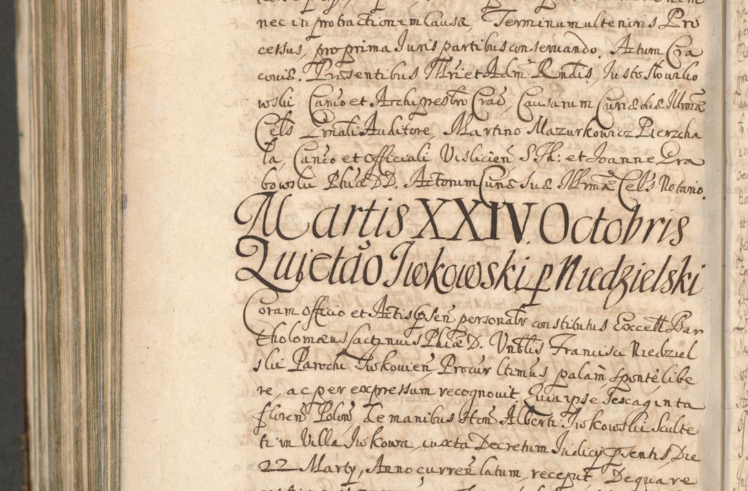 Zdjęcie nr 1602 dla obiektu archiwalnego: Acta actorum, decretorum, sententiarum, erectionum, confirmationum, institutionum, resignationum, constitutionum, provisionum, quietationum, submissionum, protestationum, substitutionum R. D. Petri Gembicki, episcopi Cracoviensis, ducis Severiae in a. D. 1650 et 1651 acticatorum. Volumen V