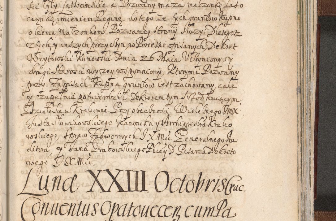 Zdjęcie nr 1595 dla obiektu archiwalnego: Acta actorum, decretorum, sententiarum, erectionum, confirmationum, institutionum, resignationum, constitutionum, provisionum, quietationum, submissionum, protestationum, substitutionum R. D. Petri Gembicki, episcopi Cracoviensis, ducis Severiae in a. D. 1650 et 1651 acticatorum. Volumen V