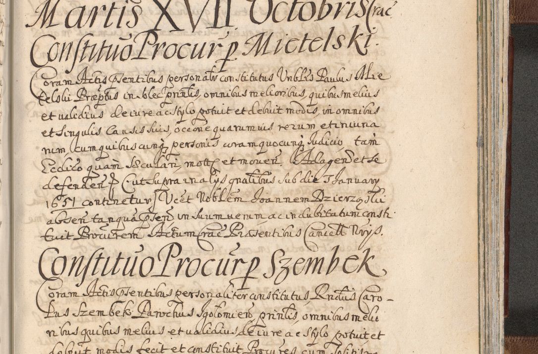 Zdjęcie nr 1583 dla obiektu archiwalnego: Acta actorum, decretorum, sententiarum, erectionum, confirmationum, institutionum, resignationum, constitutionum, provisionum, quietationum, submissionum, protestationum, substitutionum R. D. Petri Gembicki, episcopi Cracoviensis, ducis Severiae in a. D. 1650 et 1651 acticatorum. Volumen V