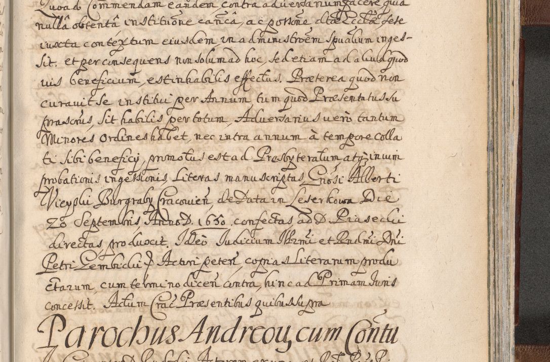 Zdjęcie nr 1581 dla obiektu archiwalnego: Acta actorum, decretorum, sententiarum, erectionum, confirmationum, institutionum, resignationum, constitutionum, provisionum, quietationum, submissionum, protestationum, substitutionum R. D. Petri Gembicki, episcopi Cracoviensis, ducis Severiae in a. D. 1650 et 1651 acticatorum. Volumen V