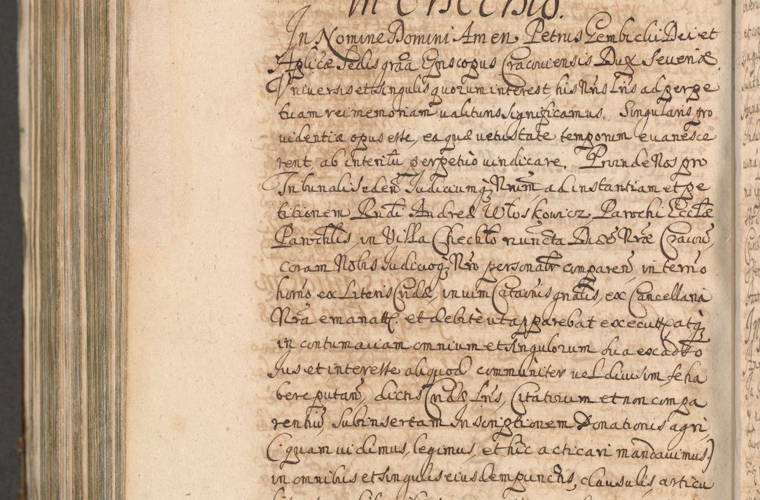 Zdjęcie nr 1568 dla obiektu archiwalnego: Acta actorum, decretorum, sententiarum, erectionum, confirmationum, institutionum, resignationum, constitutionum, provisionum, quietationum, submissionum, protestationum, substitutionum R. D. Petri Gembicki, episcopi Cracoviensis, ducis Severiae in a. D. 1650 et 1651 acticatorum. Volumen V