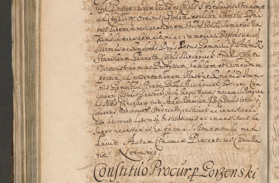 Zdjęcie nr 1524 dla obiektu archiwalnego: Acta actorum, decretorum, sententiarum, erectionum, confirmationum, institutionum, resignationum, constitutionum, provisionum, quietationum, submissionum, protestationum, substitutionum R. D. Petri Gembicki, episcopi Cracoviensis, ducis Severiae in a. D. 1650 et 1651 acticatorum. Volumen V