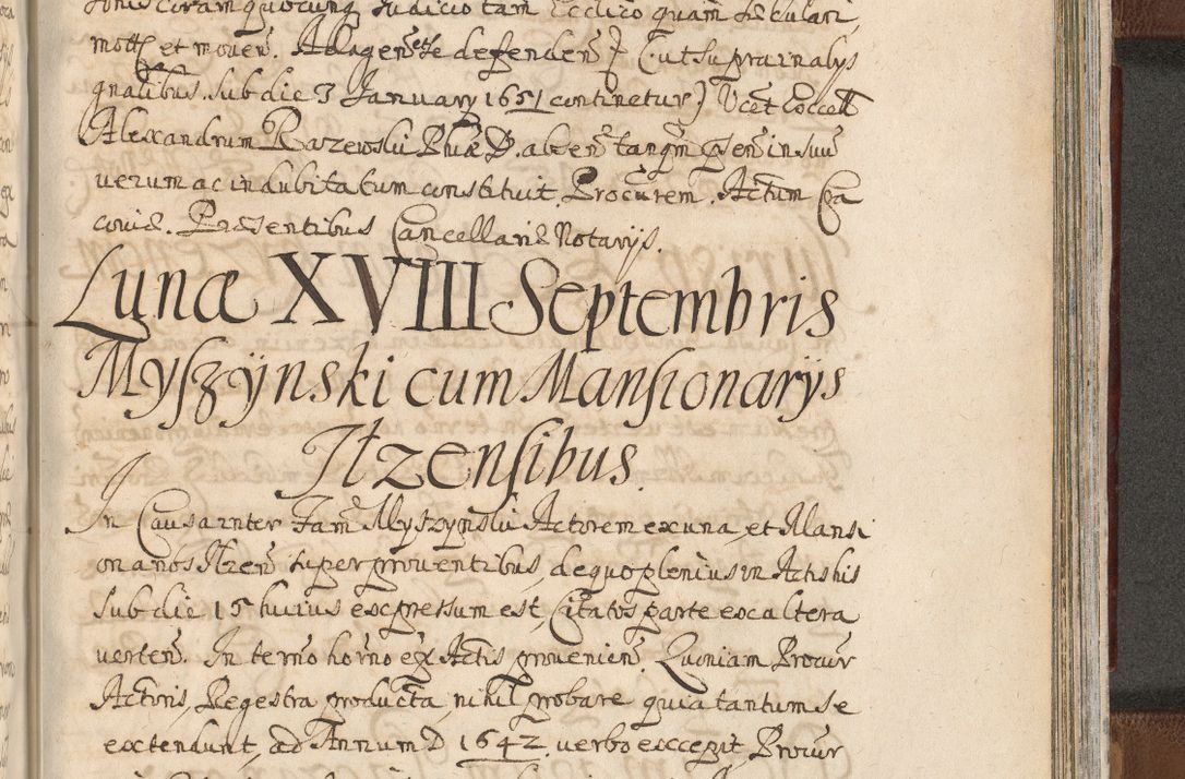 Zdjęcie nr 1497 dla obiektu archiwalnego: Acta actorum, decretorum, sententiarum, erectionum, confirmationum, institutionum, resignationum, constitutionum, provisionum, quietationum, submissionum, protestationum, substitutionum R. D. Petri Gembicki, episcopi Cracoviensis, ducis Severiae in a. D. 1650 et 1651 acticatorum. Volumen V