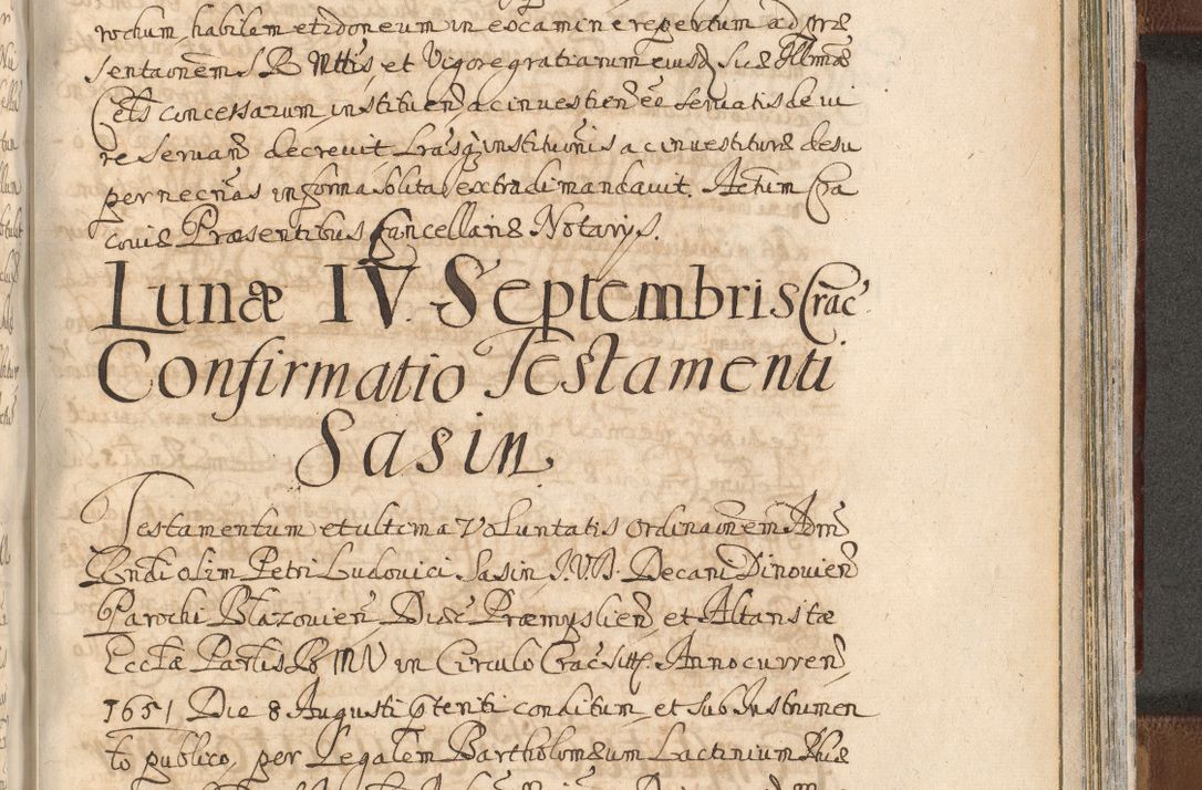 Zdjęcie nr 1459 dla obiektu archiwalnego: Acta actorum, decretorum, sententiarum, erectionum, confirmationum, institutionum, resignationum, constitutionum, provisionum, quietationum, submissionum, protestationum, substitutionum R. D. Petri Gembicki, episcopi Cracoviensis, ducis Severiae in a. D. 1650 et 1651 acticatorum. Volumen V