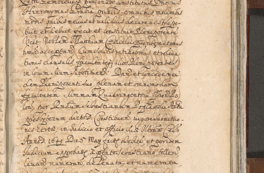 Zdjęcie nr 1409 dla obiektu archiwalnego: Acta actorum, decretorum, sententiarum, erectionum, confirmationum, institutionum, resignationum, constitutionum, provisionum, quietationum, submissionum, protestationum, substitutionum R. D. Petri Gembicki, episcopi Cracoviensis, ducis Severiae in a. D. 1650 et 1651 acticatorum. Volumen V