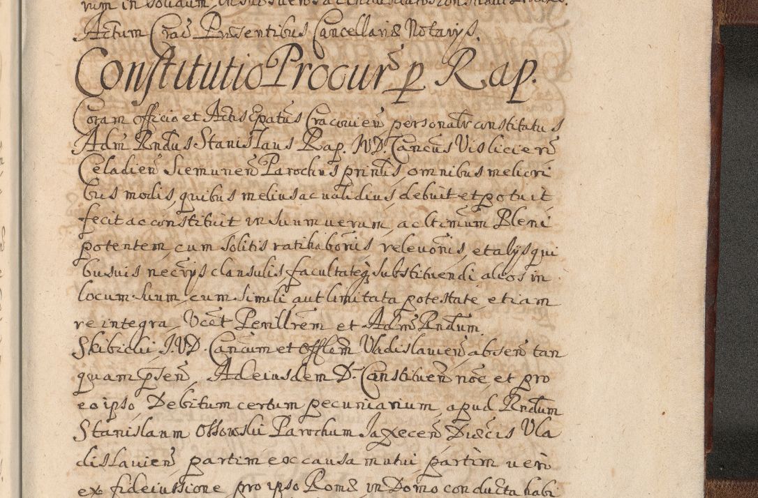 Zdjęcie nr 1747 dla obiektu archiwalnego: Acta actorum, decretorum, sententiarum, erectionum, confirmationum, institutionum, resignationum, constitutionum, provisionum, quietationum, submissionum, protestationum, substitutionum R. D. Petri Gembicki, episcopi Cracoviensis, ducis Severiae in a. D. 1650 et 1651 acticatorum. Volumen V
