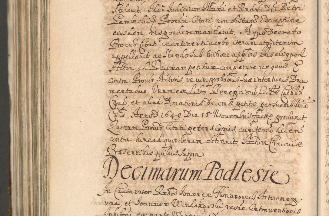 Zdjęcie nr 1718 dla obiektu archiwalnego: Acta actorum, decretorum, sententiarum, erectionum, confirmationum, institutionum, resignationum, constitutionum, provisionum, quietationum, submissionum, protestationum, substitutionum R. D. Petri Gembicki, episcopi Cracoviensis, ducis Severiae in a. D. 1650 et 1651 acticatorum. Volumen V
