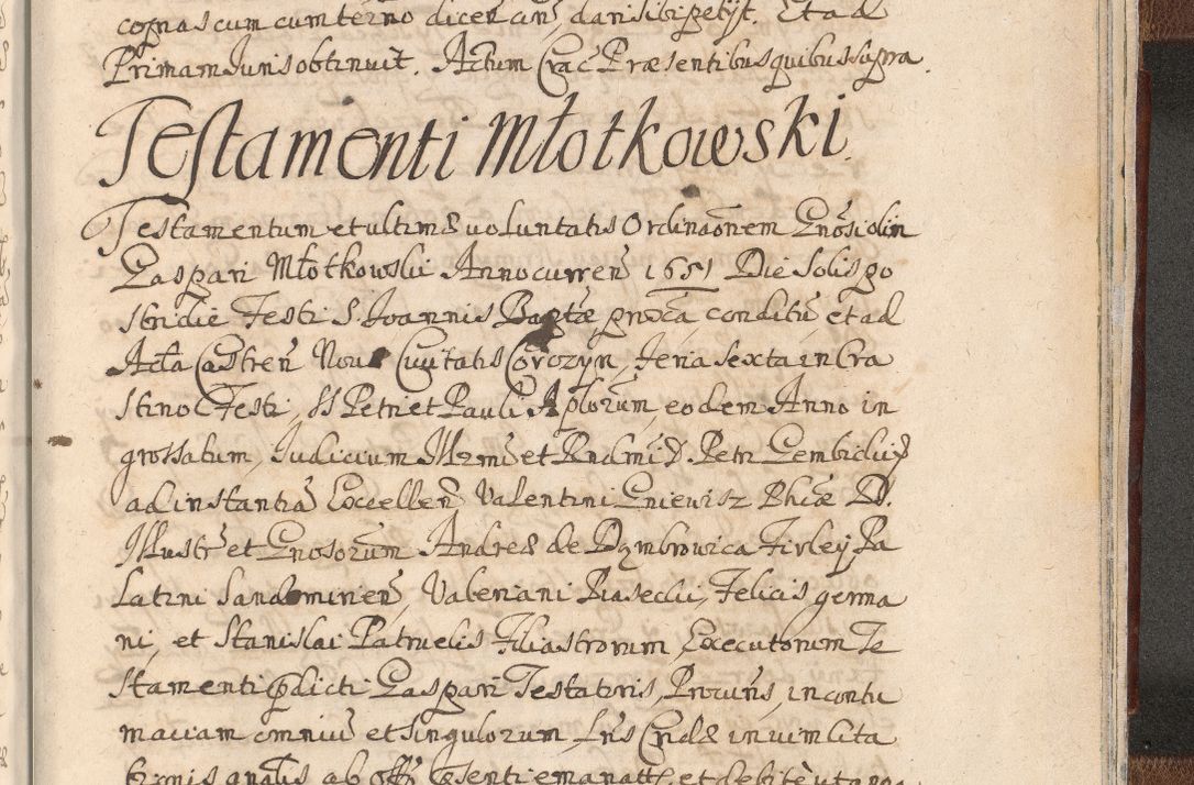 Zdjęcie nr 1699 dla obiektu archiwalnego: Acta actorum, decretorum, sententiarum, erectionum, confirmationum, institutionum, resignationum, constitutionum, provisionum, quietationum, submissionum, protestationum, substitutionum R. D. Petri Gembicki, episcopi Cracoviensis, ducis Severiae in a. D. 1650 et 1651 acticatorum. Volumen V