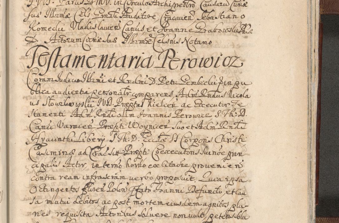 Zdjęcie nr 1695 dla obiektu archiwalnego: Acta actorum, decretorum, sententiarum, erectionum, confirmationum, institutionum, resignationum, constitutionum, provisionum, quietationum, submissionum, protestationum, substitutionum R. D. Petri Gembicki, episcopi Cracoviensis, ducis Severiae in a. D. 1650 et 1651 acticatorum. Volumen V