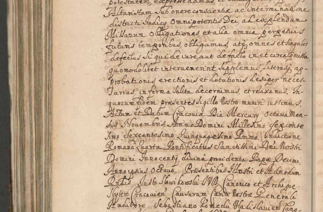 Zdjęcie nr 1672 dla obiektu archiwalnego: Acta actorum, decretorum, sententiarum, erectionum, confirmationum, institutionum, resignationum, constitutionum, provisionum, quietationum, submissionum, protestationum, substitutionum R. D. Petri Gembicki, episcopi Cracoviensis, ducis Severiae in a. D. 1650 et 1651 acticatorum. Volumen V