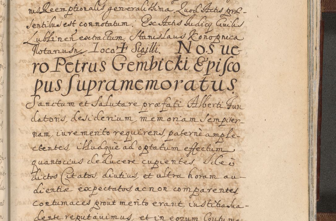 Zdjęcie nr 1669 dla obiektu archiwalnego: Acta actorum, decretorum, sententiarum, erectionum, confirmationum, institutionum, resignationum, constitutionum, provisionum, quietationum, submissionum, protestationum, substitutionum R. D. Petri Gembicki, episcopi Cracoviensis, ducis Severiae in a. D. 1650 et 1651 acticatorum. Volumen V