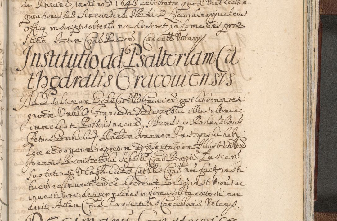 Zdjęcie nr 1629 dla obiektu archiwalnego: Acta actorum, decretorum, sententiarum, erectionum, confirmationum, institutionum, resignationum, constitutionum, provisionum, quietationum, submissionum, protestationum, substitutionum R. D. Petri Gembicki, episcopi Cracoviensis, ducis Severiae in a. D. 1650 et 1651 acticatorum. Volumen V
