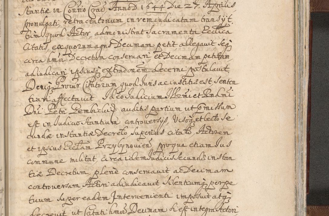 Zdjęcie nr 1625 dla obiektu archiwalnego: Acta actorum, decretorum, sententiarum, erectionum, confirmationum, institutionum, resignationum, constitutionum, provisionum, quietationum, submissionum, protestationum, substitutionum R. D. Petri Gembicki, episcopi Cracoviensis, ducis Severiae in a. D. 1650 et 1651 acticatorum. Volumen V