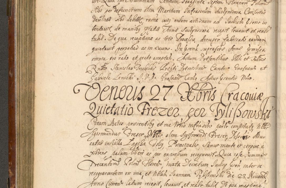 Zdjęcie nr 193 dla obiektu archiwalnego: Acta actorum, decretorum, sententiarum, erectionum, fundationum, confirmationum, instiutionum, resignationum, constitutionum, provisionum, submissionum, quietationum, substitutionum, ordinationum, ingrossationum, prostestationum R. D. Andreae Trzebicki, episcopi Cracoviensis, ducis Severiae in a. D. 1658 et  1659 acticatorum. Volumen I 