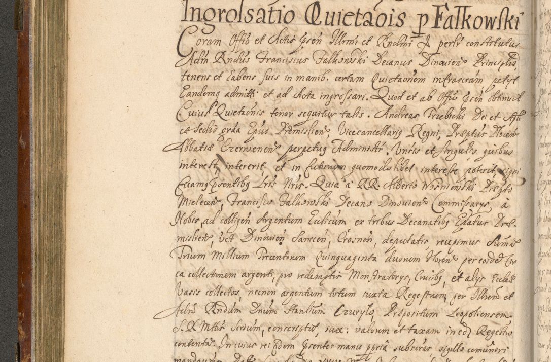 Zdjęcie nr 185 dla obiektu archiwalnego: Acta actorum, decretorum, sententiarum, erectionum, fundationum, confirmationum, instiutionum, resignationum, constitutionum, provisionum, submissionum, quietationum, substitutionum, ordinationum, ingrossationum, prostestationum R. D. Andreae Trzebicki, episcopi Cracoviensis, ducis Severiae in a. D. 1658 et  1659 acticatorum. Volumen I 
