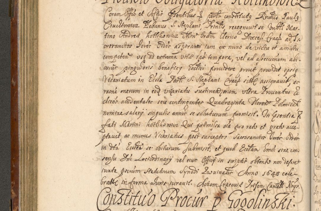 Zdjęcie nr 145 dla obiektu archiwalnego: Acta actorum, decretorum, sententiarum, erectionum, fundationum, confirmationum, instiutionum, resignationum, constitutionum, provisionum, submissionum, quietationum, substitutionum, ordinationum, ingrossationum, prostestationum R. D. Andreae Trzebicki, episcopi Cracoviensis, ducis Severiae in a. D. 1658 et  1659 acticatorum. Volumen I 