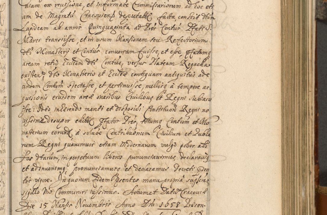 Zdjęcie nr 126 dla obiektu archiwalnego: Acta actorum, decretorum, sententiarum, erectionum, fundationum, confirmationum, instiutionum, resignationum, constitutionum, provisionum, submissionum, quietationum, substitutionum, ordinationum, ingrossationum, prostestationum R. D. Andreae Trzebicki, episcopi Cracoviensis, ducis Severiae in a. D. 1658 et  1659 acticatorum. Volumen I 