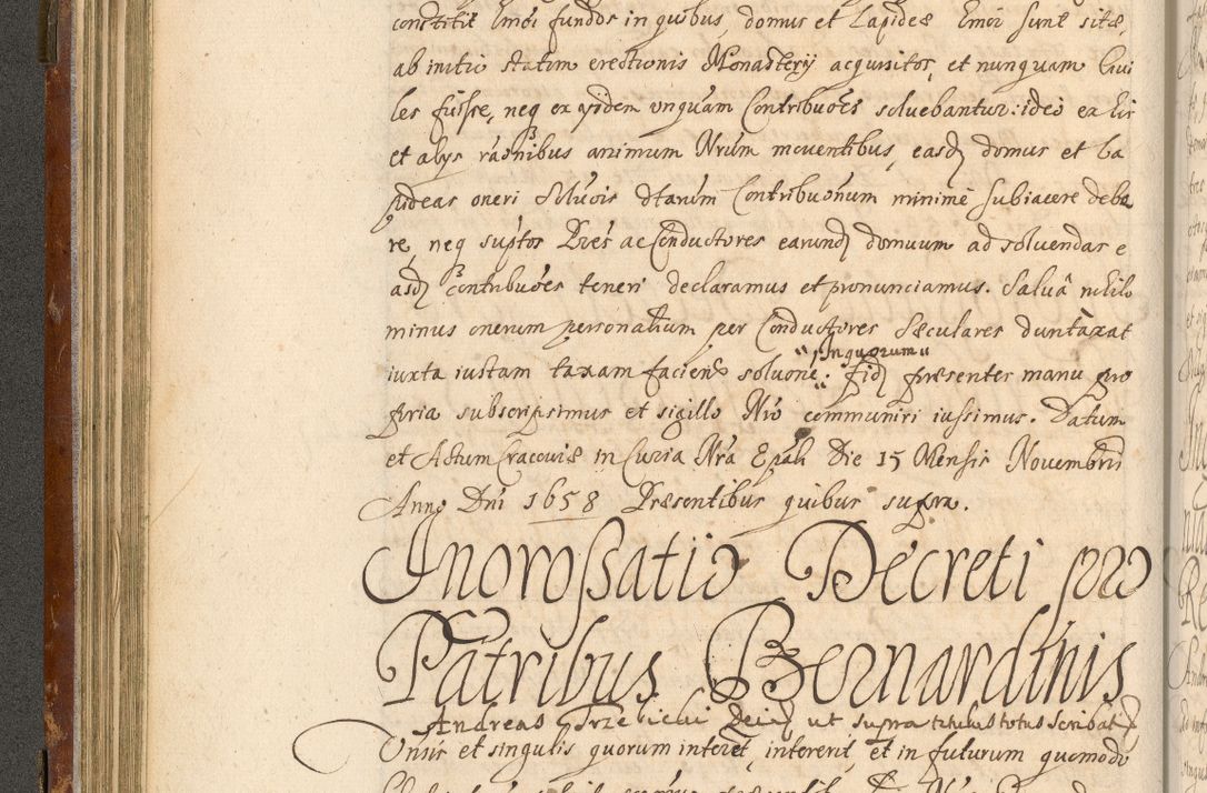 Zdjęcie nr 121 dla obiektu archiwalnego: Acta actorum, decretorum, sententiarum, erectionum, fundationum, confirmationum, instiutionum, resignationum, constitutionum, provisionum, submissionum, quietationum, substitutionum, ordinationum, ingrossationum, prostestationum R. D. Andreae Trzebicki, episcopi Cracoviensis, ducis Severiae in a. D. 1658 et  1659 acticatorum. Volumen I 