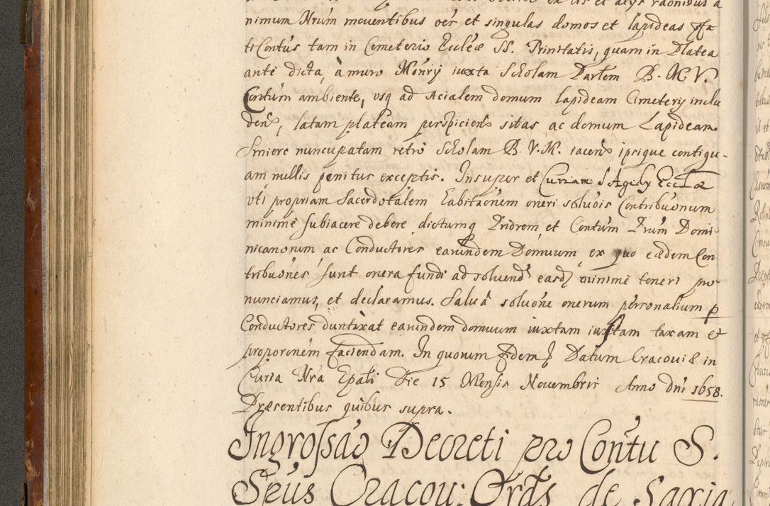 Zdjęcie nr 117 dla obiektu archiwalnego: Acta actorum, decretorum, sententiarum, erectionum, fundationum, confirmationum, instiutionum, resignationum, constitutionum, provisionum, submissionum, quietationum, substitutionum, ordinationum, ingrossationum, prostestationum R. D. Andreae Trzebicki, episcopi Cracoviensis, ducis Severiae in a. D. 1658 et  1659 acticatorum. Volumen I 