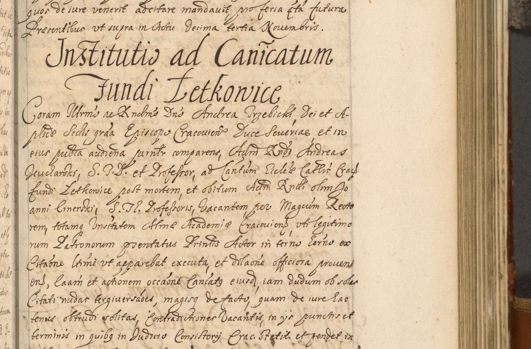 Zdjęcie nr 110 dla obiektu archiwalnego: Acta actorum, decretorum, sententiarum, erectionum, fundationum, confirmationum, instiutionum, resignationum, constitutionum, provisionum, submissionum, quietationum, substitutionum, ordinationum, ingrossationum, prostestationum R. D. Andreae Trzebicki, episcopi Cracoviensis, ducis Severiae in a. D. 1658 et  1659 acticatorum. Volumen I 