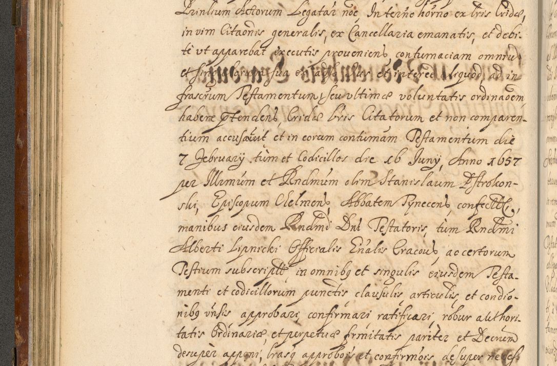 Zdjęcie nr 95 dla obiektu archiwalnego: Acta actorum, decretorum, sententiarum, erectionum, fundationum, confirmationum, instiutionum, resignationum, constitutionum, provisionum, submissionum, quietationum, substitutionum, ordinationum, ingrossationum, prostestationum R. D. Andreae Trzebicki, episcopi Cracoviensis, ducis Severiae in a. D. 1658 et  1659 acticatorum. Volumen I 