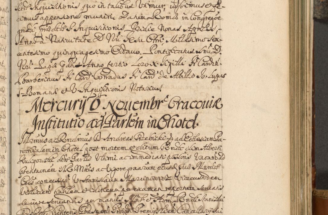 Zdjęcie nr 90 dla obiektu archiwalnego: Acta actorum, decretorum, sententiarum, erectionum, fundationum, confirmationum, instiutionum, resignationum, constitutionum, provisionum, submissionum, quietationum, substitutionum, ordinationum, ingrossationum, prostestationum R. D. Andreae Trzebicki, episcopi Cracoviensis, ducis Severiae in a. D. 1658 et  1659 acticatorum. Volumen I 