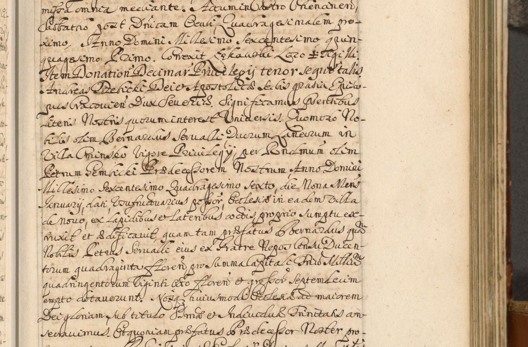 Zdjęcie nr 48 dla obiektu archiwalnego: Acta actorum, decretorum, sententiarum, erectionum, fundationum, confirmationum, instiutionum, resignationum, constitutionum, provisionum, submissionum, quietationum, substitutionum, ordinationum, ingrossationum, prostestationum R. D. Andreae Trzebicki, episcopi Cracoviensis, ducis Severiae in a. D. 1658 et  1659 acticatorum. Volumen I 
