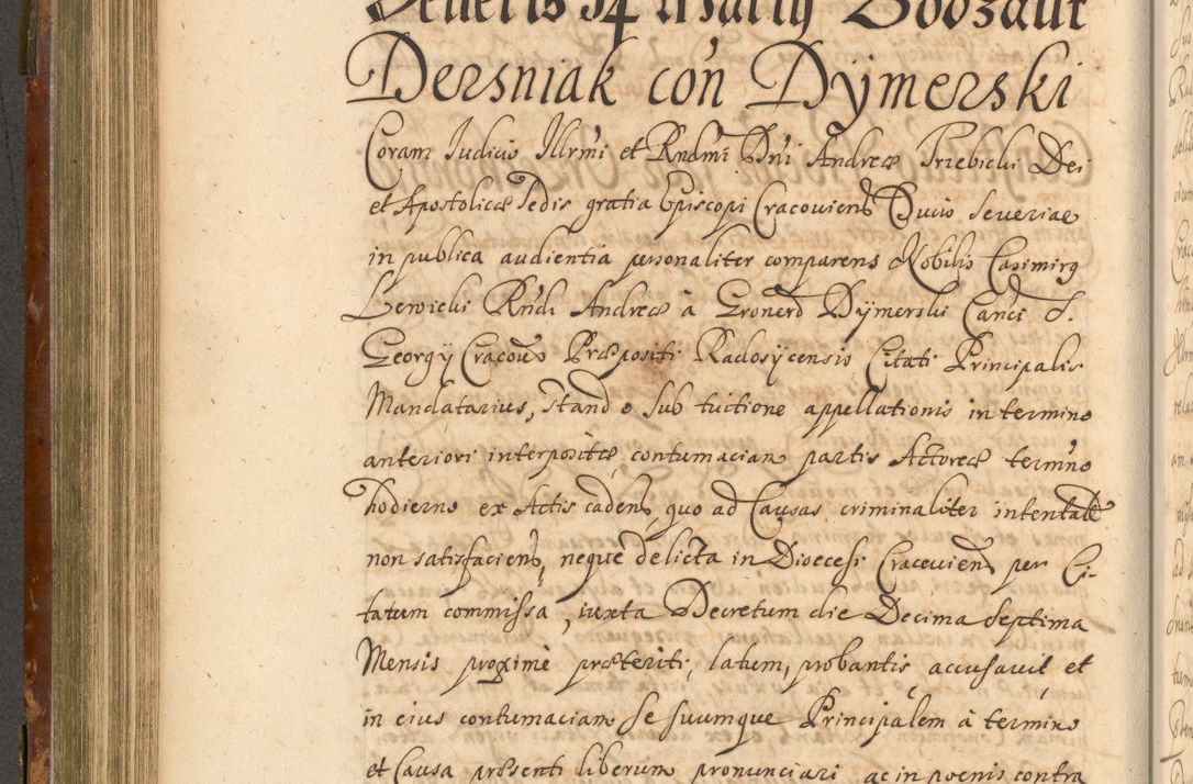 Zdjęcie nr 399 dla obiektu archiwalnego: Acta actorum, decretorum, sententiarum, erectionum, fundationum, confirmationum, instiutionum, resignationum, constitutionum, provisionum, submissionum, quietationum, substitutionum, ordinationum, ingrossationum, prostestationum R. D. Andreae Trzebicki, episcopi Cracoviensis, ducis Severiae in a. D. 1658 et  1659 acticatorum. Volumen I 