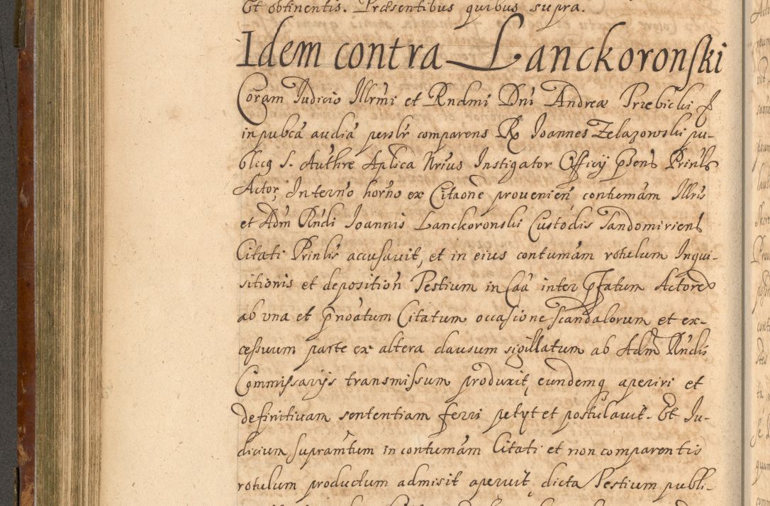 Zdjęcie nr 389 dla obiektu archiwalnego: Acta actorum, decretorum, sententiarum, erectionum, fundationum, confirmationum, instiutionum, resignationum, constitutionum, provisionum, submissionum, quietationum, substitutionum, ordinationum, ingrossationum, prostestationum R. D. Andreae Trzebicki, episcopi Cracoviensis, ducis Severiae in a. D. 1658 et  1659 acticatorum. Volumen I 