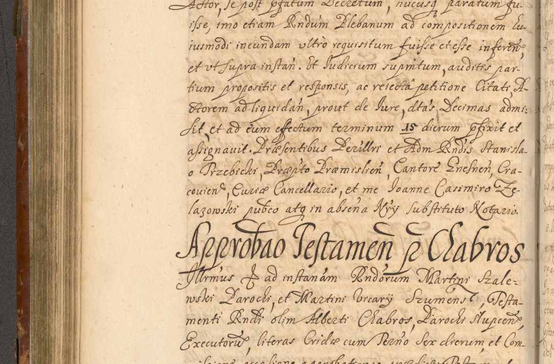 Zdjęcie nr 347 dla obiektu archiwalnego: Acta actorum, decretorum, sententiarum, erectionum, fundationum, confirmationum, instiutionum, resignationum, constitutionum, provisionum, submissionum, quietationum, substitutionum, ordinationum, ingrossationum, prostestationum R. D. Andreae Trzebicki, episcopi Cracoviensis, ducis Severiae in a. D. 1658 et  1659 acticatorum. Volumen I 