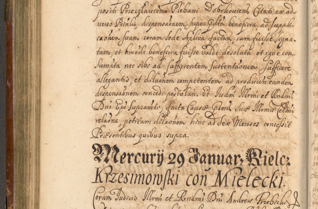 Zdjęcie nr 321 dla obiektu archiwalnego: Acta actorum, decretorum, sententiarum, erectionum, fundationum, confirmationum, instiutionum, resignationum, constitutionum, provisionum, submissionum, quietationum, substitutionum, ordinationum, ingrossationum, prostestationum R. D. Andreae Trzebicki, episcopi Cracoviensis, ducis Severiae in a. D. 1658 et  1659 acticatorum. Volumen I 