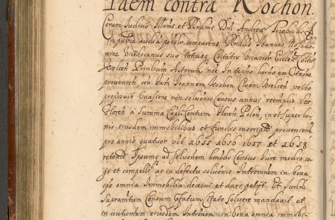 Zdjęcie nr 307 dla obiektu archiwalnego: Acta actorum, decretorum, sententiarum, erectionum, fundationum, confirmationum, instiutionum, resignationum, constitutionum, provisionum, submissionum, quietationum, substitutionum, ordinationum, ingrossationum, prostestationum R. D. Andreae Trzebicki, episcopi Cracoviensis, ducis Severiae in a. D. 1658 et  1659 acticatorum. Volumen I 
