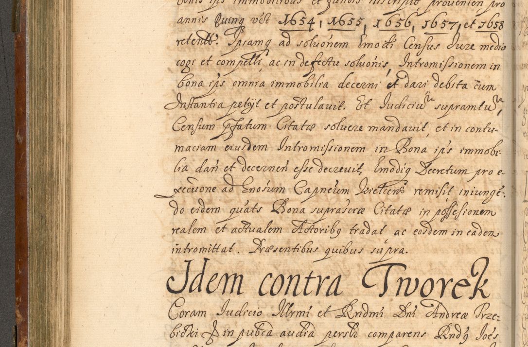 Zdjęcie nr 303 dla obiektu archiwalnego: Acta actorum, decretorum, sententiarum, erectionum, fundationum, confirmationum, instiutionum, resignationum, constitutionum, provisionum, submissionum, quietationum, substitutionum, ordinationum, ingrossationum, prostestationum R. D. Andreae Trzebicki, episcopi Cracoviensis, ducis Severiae in a. D. 1658 et  1659 acticatorum. Volumen I 