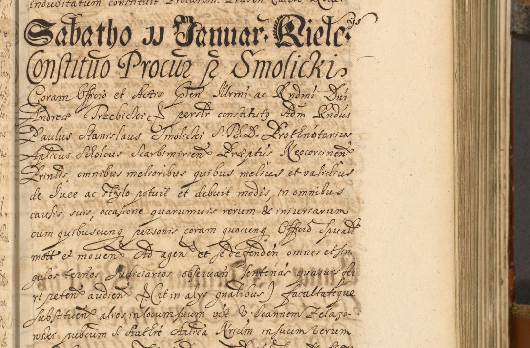 Zdjęcie nr 248 dla obiektu archiwalnego: Acta actorum, decretorum, sententiarum, erectionum, fundationum, confirmationum, instiutionum, resignationum, constitutionum, provisionum, submissionum, quietationum, substitutionum, ordinationum, ingrossationum, prostestationum R. D. Andreae Trzebicki, episcopi Cracoviensis, ducis Severiae in a. D. 1658 et  1659 acticatorum. Volumen I 