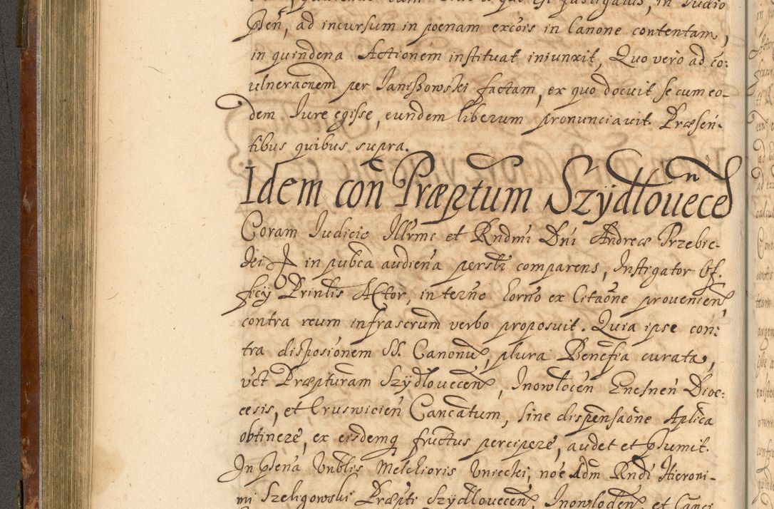 Zdjęcie nr 243 dla obiektu archiwalnego: Acta actorum, decretorum, sententiarum, erectionum, fundationum, confirmationum, instiutionum, resignationum, constitutionum, provisionum, submissionum, quietationum, substitutionum, ordinationum, ingrossationum, prostestationum R. D. Andreae Trzebicki, episcopi Cracoviensis, ducis Severiae in a. D. 1658 et  1659 acticatorum. Volumen I 