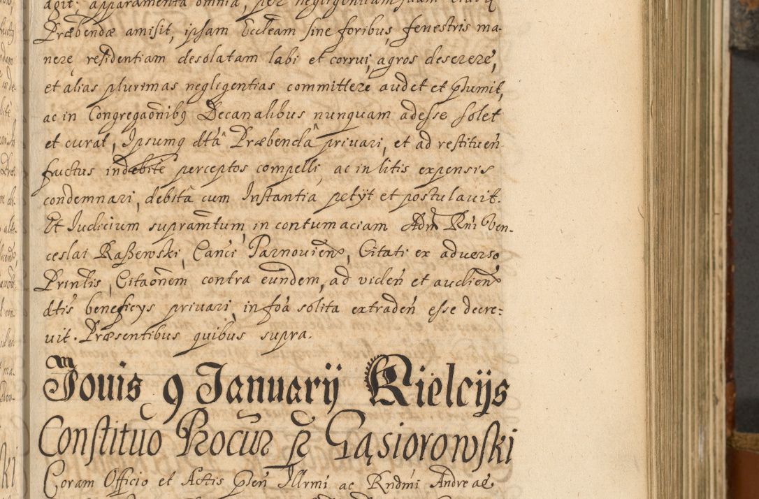 Zdjęcie nr 230 dla obiektu archiwalnego: Acta actorum, decretorum, sententiarum, erectionum, fundationum, confirmationum, instiutionum, resignationum, constitutionum, provisionum, submissionum, quietationum, substitutionum, ordinationum, ingrossationum, prostestationum R. D. Andreae Trzebicki, episcopi Cracoviensis, ducis Severiae in a. D. 1658 et  1659 acticatorum. Volumen I 