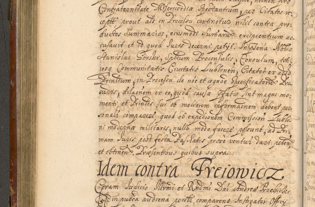 Zdjęcie nr 223 dla obiektu archiwalnego: Acta actorum, decretorum, sententiarum, erectionum, fundationum, confirmationum, instiutionum, resignationum, constitutionum, provisionum, submissionum, quietationum, substitutionum, ordinationum, ingrossationum, prostestationum R. D. Andreae Trzebicki, episcopi Cracoviensis, ducis Severiae in a. D. 1658 et  1659 acticatorum. Volumen I 
