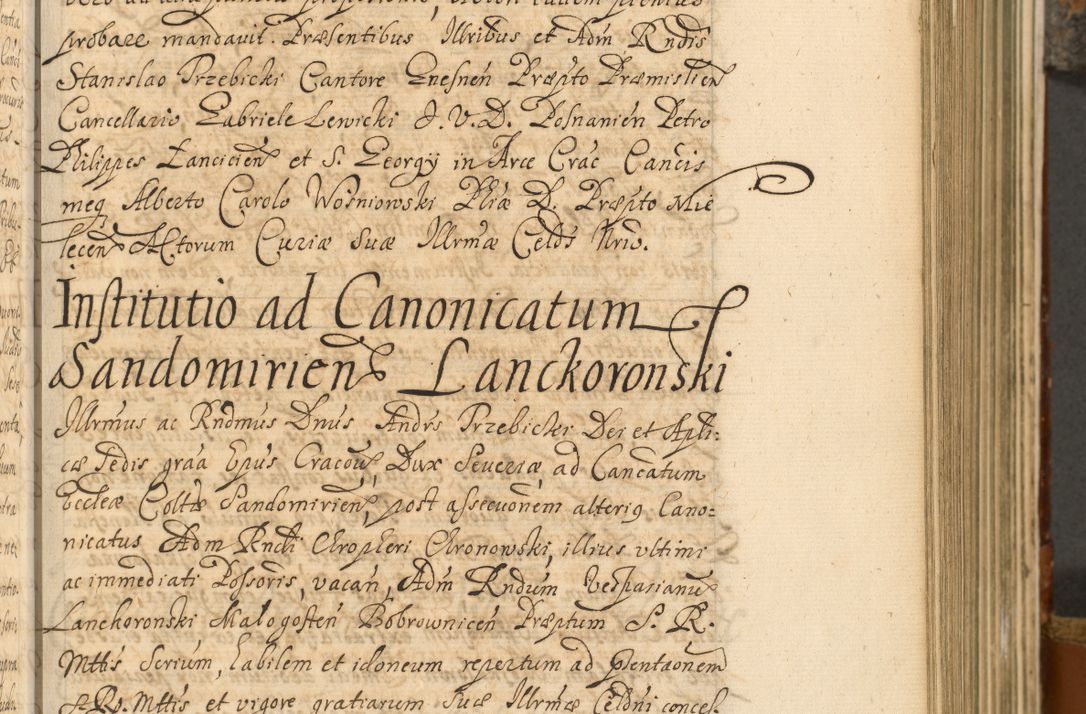 Zdjęcie nr 216 dla obiektu archiwalnego: Acta actorum, decretorum, sententiarum, erectionum, fundationum, confirmationum, instiutionum, resignationum, constitutionum, provisionum, submissionum, quietationum, substitutionum, ordinationum, ingrossationum, prostestationum R. D. Andreae Trzebicki, episcopi Cracoviensis, ducis Severiae in a. D. 1658 et  1659 acticatorum. Volumen I 