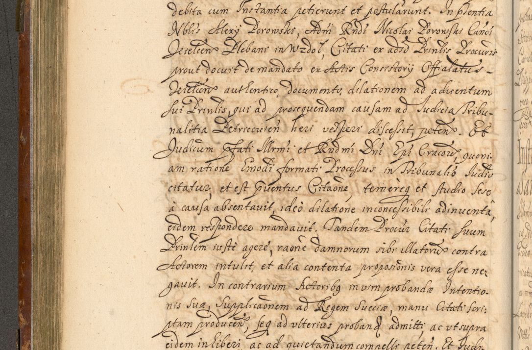 Zdjęcie nr 215 dla obiektu archiwalnego: Acta actorum, decretorum, sententiarum, erectionum, fundationum, confirmationum, instiutionum, resignationum, constitutionum, provisionum, submissionum, quietationum, substitutionum, ordinationum, ingrossationum, prostestationum R. D. Andreae Trzebicki, episcopi Cracoviensis, ducis Severiae in a. D. 1658 et  1659 acticatorum. Volumen I 