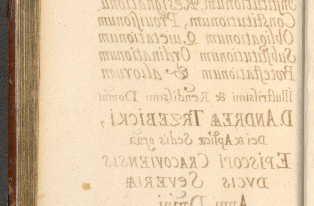 Zdjęcie nr 205 dla obiektu archiwalnego: Acta actorum, decretorum, sententiarum, erectionum, fundationum, confirmationum, instiutionum, resignationum, constitutionum, provisionum, submissionum, quietationum, substitutionum, ordinationum, ingrossationum, prostestationum R. D. Andreae Trzebicki, episcopi Cracoviensis, ducis Severiae in a. D. 1658 et  1659 acticatorum. Volumen I 