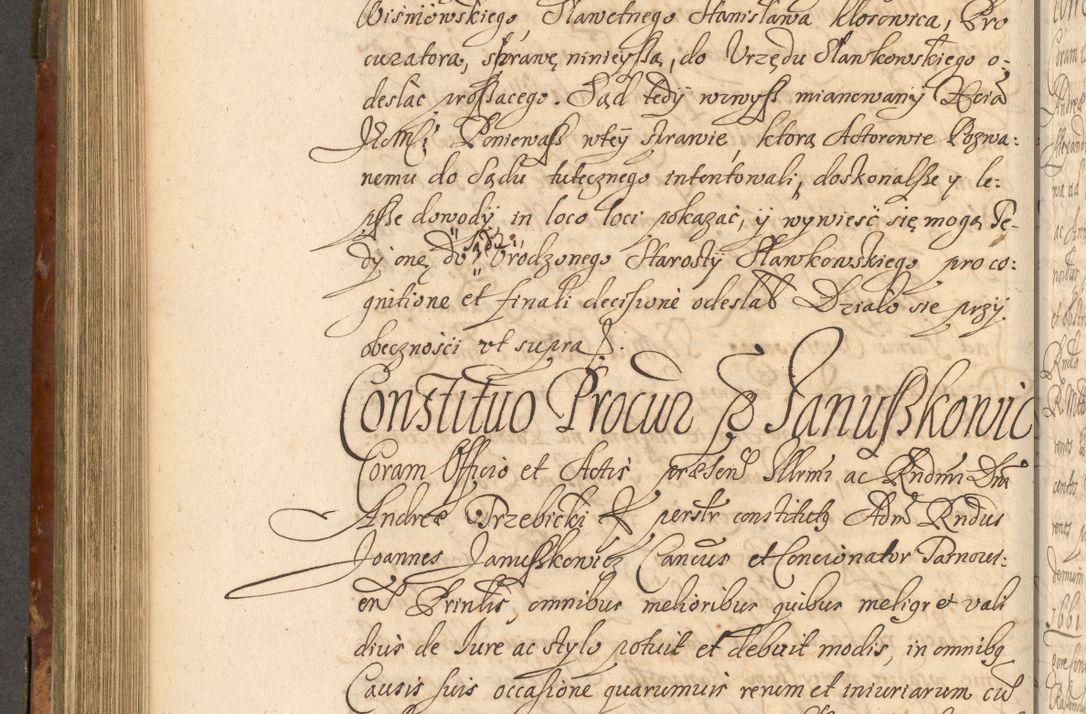 Zdjęcie nr 571 dla obiektu archiwalnego: Acta actorum, decretorum, sententiarum, erectionum, fundationum, confirmationum, instiutionum, resignationum, constitutionum, provisionum, submissionum, quietationum, substitutionum, ordinationum, ingrossationum, prostestationum R. D. Andreae Trzebicki, episcopi Cracoviensis, ducis Severiae in a. D. 1658 et  1659 acticatorum. Volumen I 