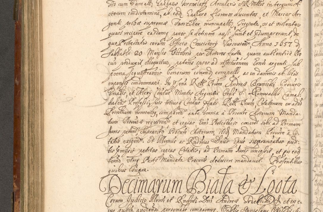 Zdjęcie nr 533 dla obiektu archiwalnego: Acta actorum, decretorum, sententiarum, erectionum, fundationum, confirmationum, instiutionum, resignationum, constitutionum, provisionum, submissionum, quietationum, substitutionum, ordinationum, ingrossationum, prostestationum R. D. Andreae Trzebicki, episcopi Cracoviensis, ducis Severiae in a. D. 1658 et  1659 acticatorum. Volumen I 