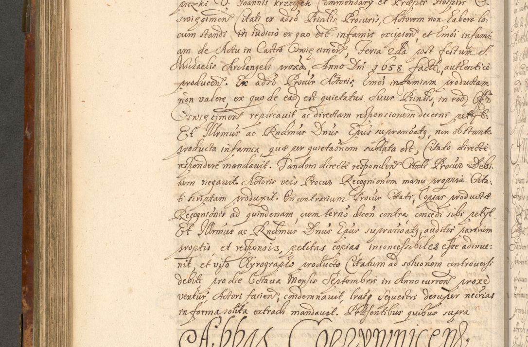 Zdjęcie nr 531 dla obiektu archiwalnego: Acta actorum, decretorum, sententiarum, erectionum, fundationum, confirmationum, instiutionum, resignationum, constitutionum, provisionum, submissionum, quietationum, substitutionum, ordinationum, ingrossationum, prostestationum R. D. Andreae Trzebicki, episcopi Cracoviensis, ducis Severiae in a. D. 1658 et  1659 acticatorum. Volumen I 