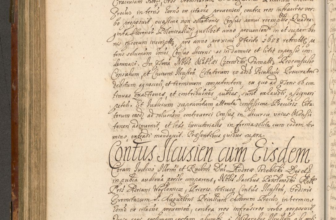 Zdjęcie nr 495 dla obiektu archiwalnego: Acta actorum, decretorum, sententiarum, erectionum, fundationum, confirmationum, instiutionum, resignationum, constitutionum, provisionum, submissionum, quietationum, substitutionum, ordinationum, ingrossationum, prostestationum R. D. Andreae Trzebicki, episcopi Cracoviensis, ducis Severiae in a. D. 1658 et  1659 acticatorum. Volumen I 