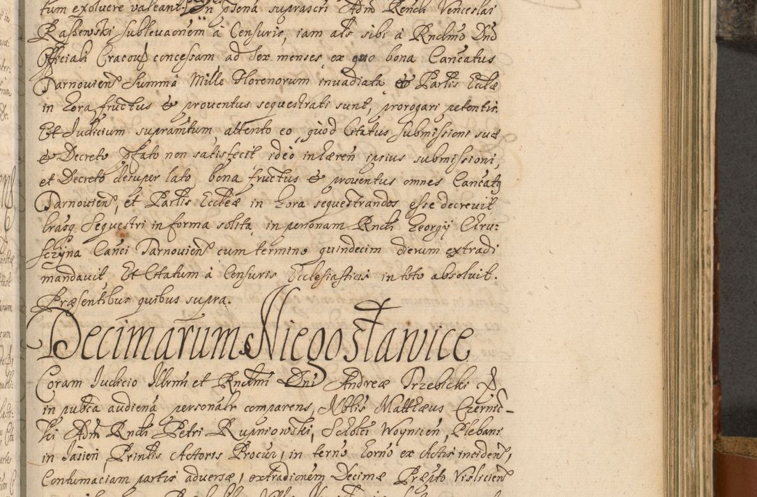 Zdjęcie nr 490 dla obiektu archiwalnego: Acta actorum, decretorum, sententiarum, erectionum, fundationum, confirmationum, instiutionum, resignationum, constitutionum, provisionum, submissionum, quietationum, substitutionum, ordinationum, ingrossationum, prostestationum R. D. Andreae Trzebicki, episcopi Cracoviensis, ducis Severiae in a. D. 1658 et  1659 acticatorum. Volumen I 
