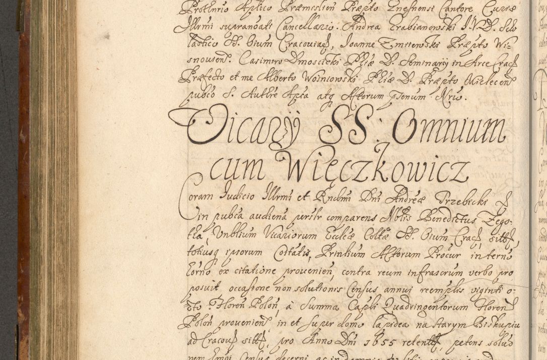 Zdjęcie nr 481 dla obiektu archiwalnego: Acta actorum, decretorum, sententiarum, erectionum, fundationum, confirmationum, instiutionum, resignationum, constitutionum, provisionum, submissionum, quietationum, substitutionum, ordinationum, ingrossationum, prostestationum R. D. Andreae Trzebicki, episcopi Cracoviensis, ducis Severiae in a. D. 1658 et  1659 acticatorum. Volumen I 