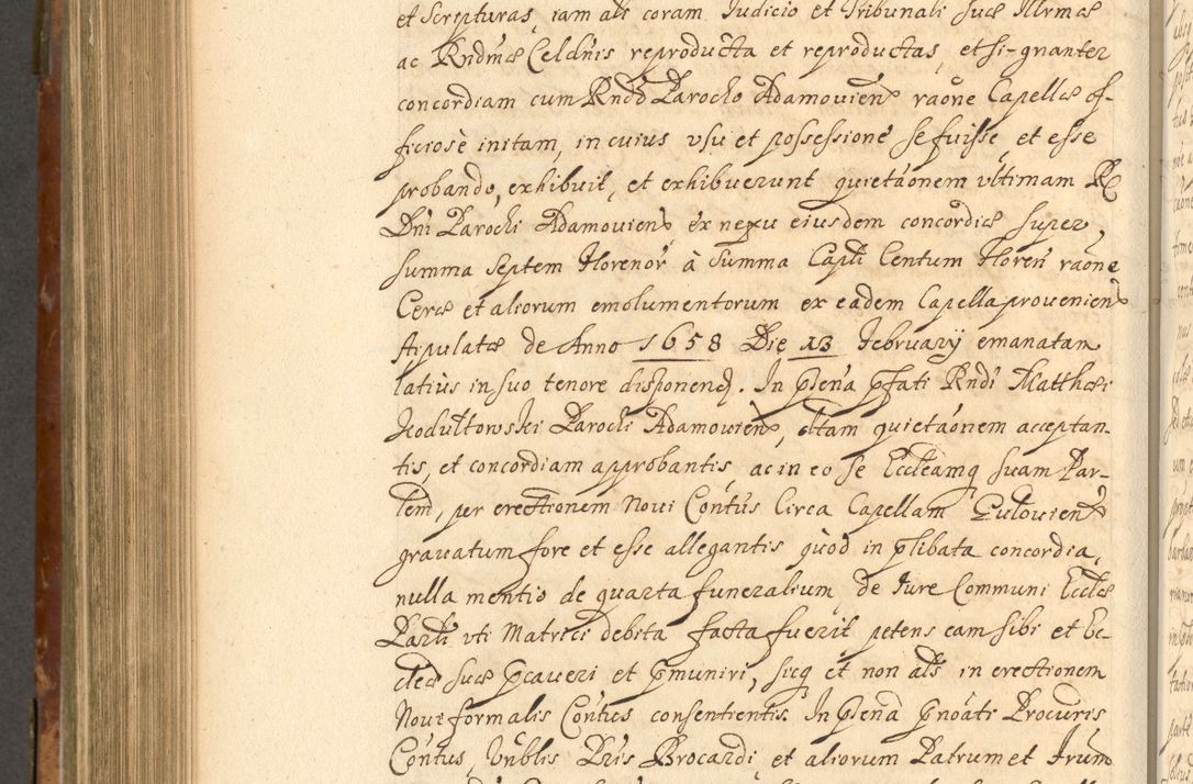 Zdjęcie nr 781 dla obiektu archiwalnego: Acta actorum, decretorum, sententiarum, erectionum, fundationum, confirmationum, instiutionum, resignationum, constitutionum, provisionum, submissionum, quietationum, substitutionum, ordinationum, ingrossationum, prostestationum R. D. Andreae Trzebicki, episcopi Cracoviensis, ducis Severiae in a. D. 1658 et  1659 acticatorum. Volumen I 