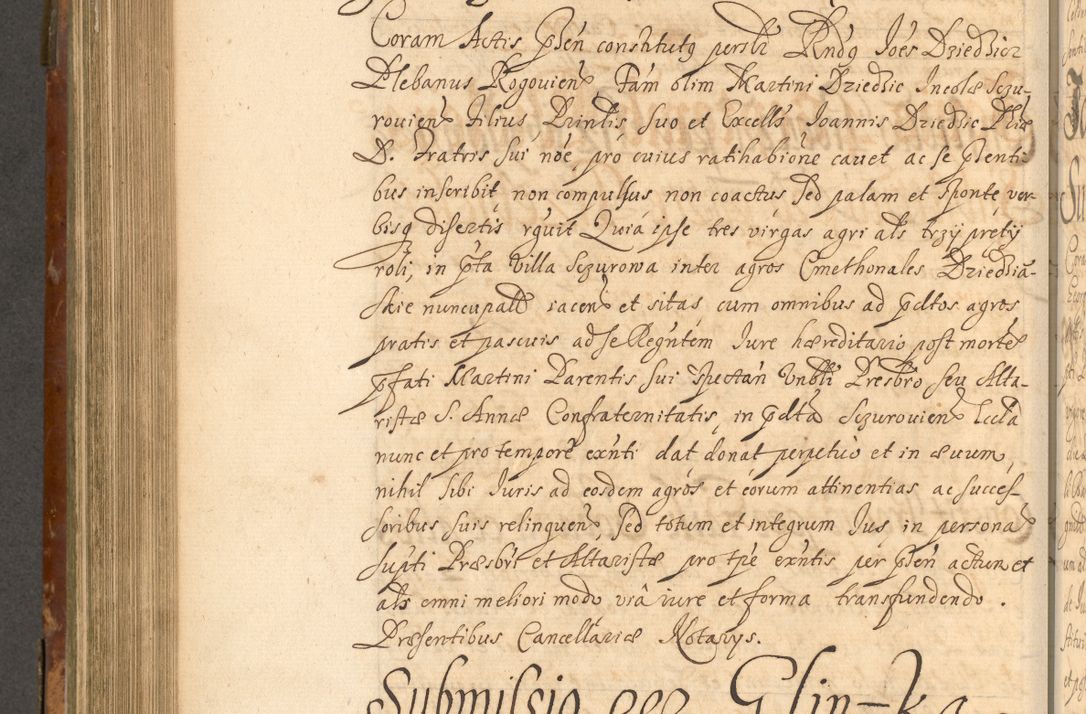 Zdjęcie nr 681 dla obiektu archiwalnego: Acta actorum, decretorum, sententiarum, erectionum, fundationum, confirmationum, instiutionum, resignationum, constitutionum, provisionum, submissionum, quietationum, substitutionum, ordinationum, ingrossationum, prostestationum R. D. Andreae Trzebicki, episcopi Cracoviensis, ducis Severiae in a. D. 1658 et  1659 acticatorum. Volumen I 